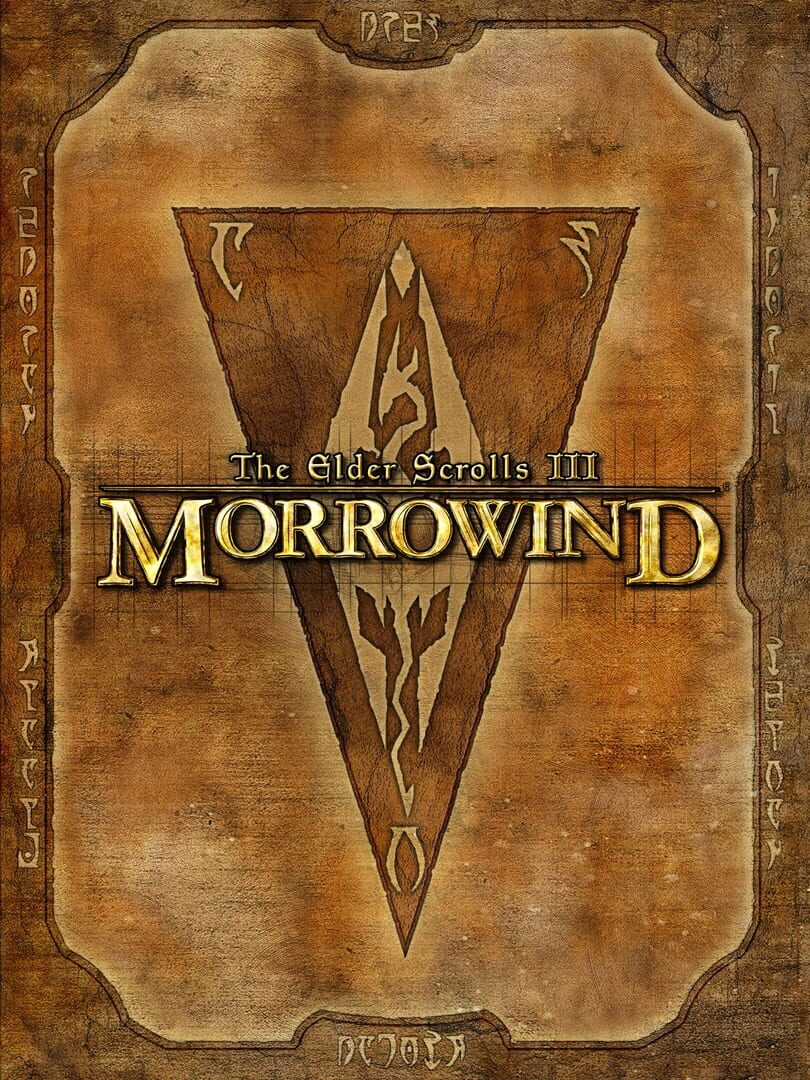 Morrowind cover art, showing the game's title over a logo of a dragon.